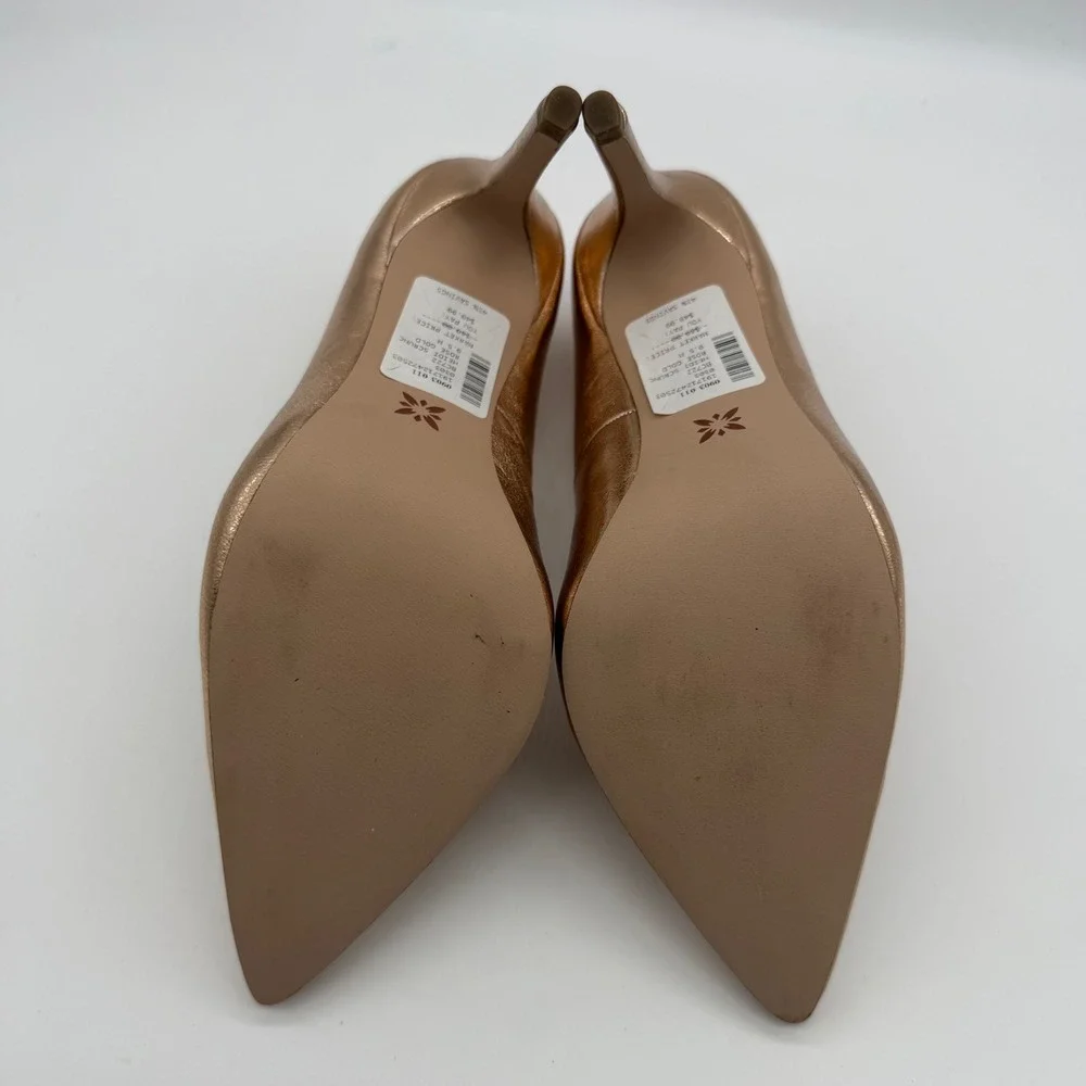 BCBGeneration Womens Rose Gold Metallic Pointed Toe Pump Heels 4.5 Inch Stiletto